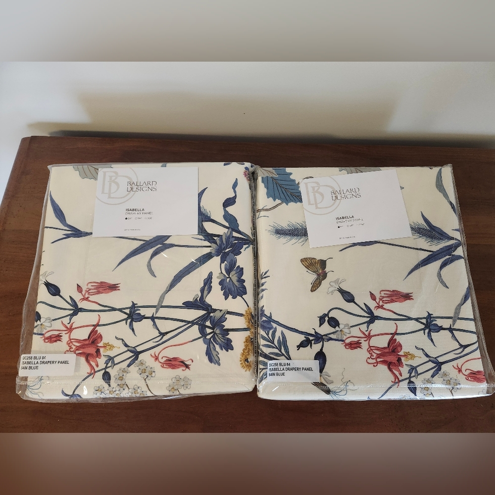 Ballard Designs Floral Print Fabric Panels X2